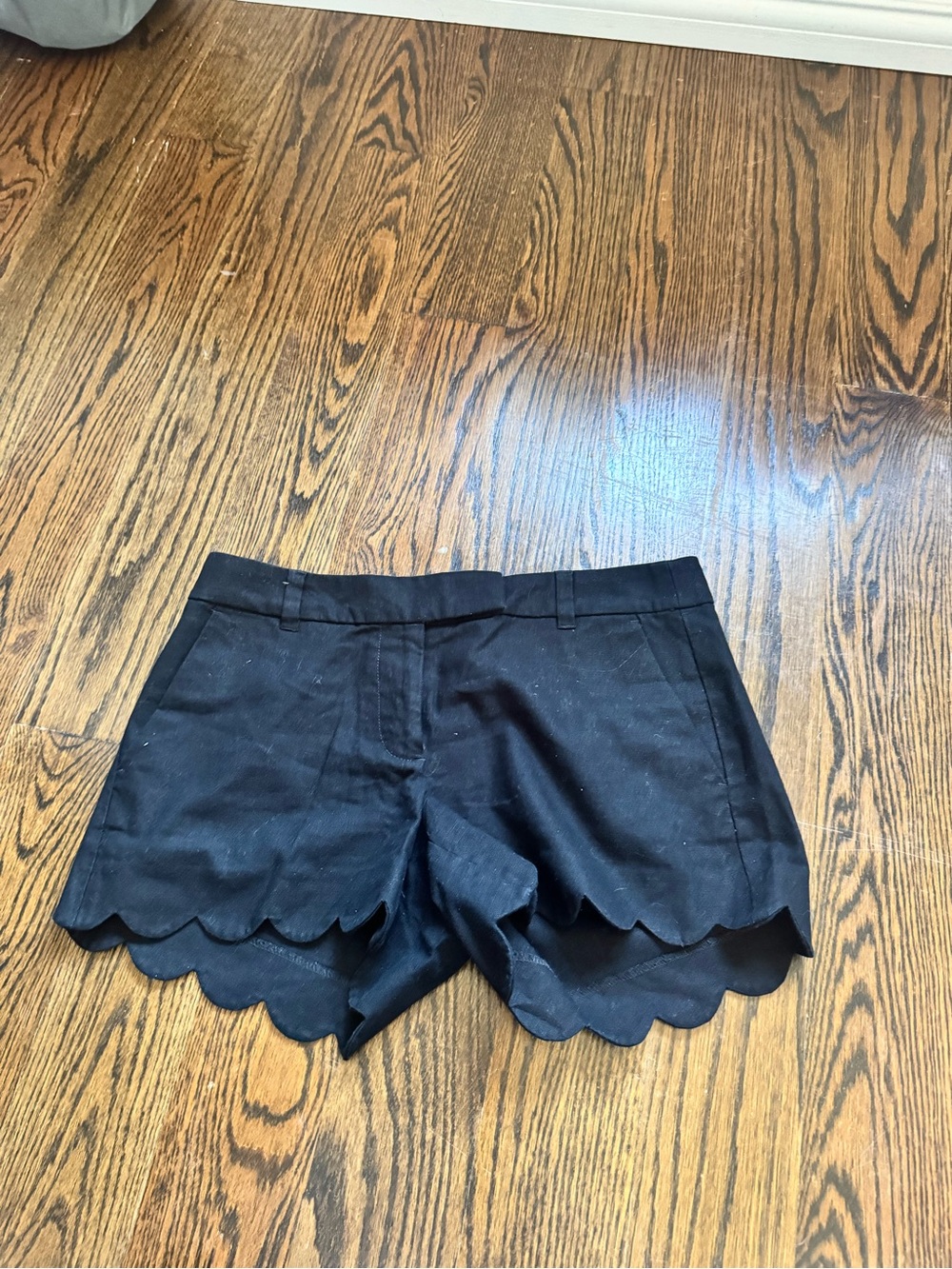 J. Crew Black High-Waist Scalloped Hem Shorts